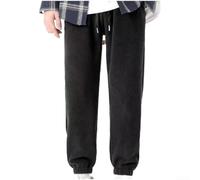 Pantalones cálidos de felpa de doble cara para hombre, parte inferior de forro polar grueso, equipo para clima frío, uso diario, negro, gris, marrón, M-5XL (negro 5XL)