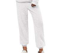 Pantalones cálidos de forro polar - Pantalones pijama polar para mujer, color puro, pantalones simples, cómodos pantalones de gran tamaño, pantalones harén casual pantalones cálidos, gruesos