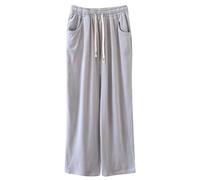 Pantalones cálidos de forro polar para otoño e invierno, cómodos pantalones de pijama de terciopelo coral, pierna recta, para dormir en tallas grandes, gris, M