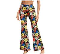 Pantalones Campana Mujer Moda Slim Fit Pantalón Largo Casual Estampado Floral Retro Vintage Cómodo Primavera Verano Elegante Fiesta Pantalones de Traje Pants Acampanados Pantalones Playa 2025