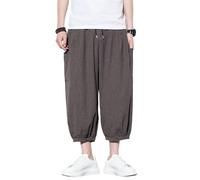 Pantalones Capri japoneses para Hombre, Cintura elástica 3/4, Pantalones Cortos Capri Anchos hasta la Rodilla, harén Holgados