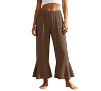 Pantalones Capri Mujer-Pantalones Cortos Acampanados Informales para Mayor Comodidad Color Liso Corte Relajado Ideales para Las Vacaciones De Verano