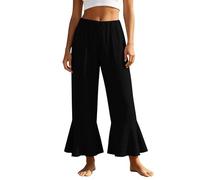 Pantalones Capri Mujer-Pantalones Cortos Acampanados Informales para Mayor Comodidad Color Liso Corte Relajado Ideales para Las Vacaciones De Verano
