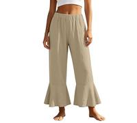 Pantalones Capri Mujer-Pantalones Cortos Acampanados Informales para Mayor Comodidad Color Liso Corte Relajado Ideales para Las Vacaciones De Verano