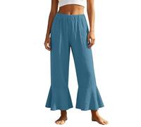 Pantalones Capri Mujer-Pantalones Cortos Acampanados Informales para Mayor Comodidad Color Liso Corte Relajado Ideales para Las Vacaciones De Verano