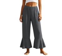 Pantalones Capri Mujer-Pantalones Cortos Acampanados Informales para Mayor Comodidad Color Liso Corte Relajado Ideales para Las Vacaciones De Verano
