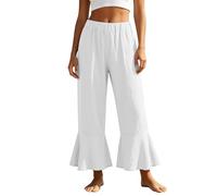 Pantalones Capri Mujer-Pantalones Cortos Acampanados Informales para Mayor Comodidad Color Liso Corte Relajado Ideales para Las Vacaciones De Verano