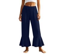 Pantalones Capri Mujer-Pantalones Cortos Acampanados Informales para Mayor Comodidad Color Liso Corte Relajado Ideales para Las Vacaciones De Verano