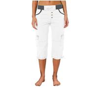 Pantalones capri para mujer, de verano, elásticos, 3/4, de lino, holgados, muselina, pantalones cortos para mujer, tallas grandes, pantalones de jogging hasta la rodilla, pantalones deportivos