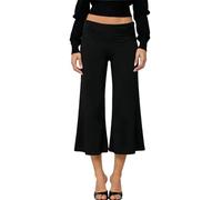 Pantalones capri para mujer, pantalones gaucho fluidos con cintura profunda y pierna ancha, cómodos pantalones capris de yoga, palazzo culotte y lounge, ropa de calle, Negro , S