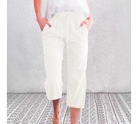 Pantalones capris de verano para mujer, pantalones casuales con cordón elástico en la cintura, ligeros, pantalones de playa con bolsillos