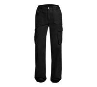 Pantalones cargo ajustables de cintura alta y pierna recta con bolsillos profundos, pantalones de senderismo holgados para aventuras al aire libre, caminatas por senderos y estilo festival, Negro, XL
