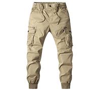 Pantalones cargo con puños para hombre, pantalones de chándal cargo casuales de algodón, ajuste ceñido, pantalones de chándal inferiores, pantalones tácticos de trabajo para correr con múltiples