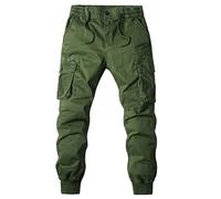 Pantalones cargo con puños para hombre, pantalones deportivos cargo casuales de algodón, ajuste ceñido, pantalones de chándal inferiores, pantalones tácticos de trabajo para correr con múltiples