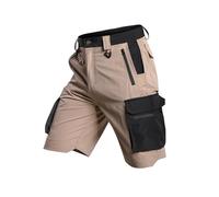 Pantalones Cargo Cortos para Hombre, Casuales Tácticos de Verano con Múltiples Bolsillos, Resistentes Ligeros con Costuras Reforzadas(Khaki,L)