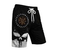 Pantalones cargo cortos vikingos para hombre con patrón Lothbrok, multibolsillos, cintura elástica, pantalones de entrenamiento para senderismo, estabilidad de forma, cómodos de llevar, Negro5, M