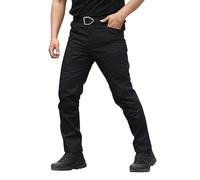 Pantalones cargo de camuflaje ajustados para hombre, pantalones cargo Cascal, talla grande, color sólido, bolsillos laterales, pantalones largos para senderismo, trabajo, viajes, caminar, golf, Negro