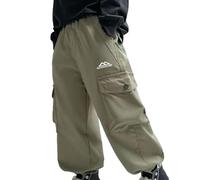 Pantalones Cargo de Moda para Niño Otoño Invierno Confortables Múltiples Bolsillos Uso Diario Escuela Libre Juventud Informal (Green #2, 15-16 Years)