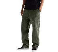 Pantalones cargo de pana para hombre, pantalones casuales de color sólido con múltiples bolsillos, ajuste holgado, pantalones de trabajo rectos, ligeros, transpirables, con cordón elástico en la