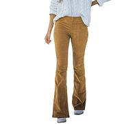 Pantalones cargo de pana para mujer, talla grande, pantalones acampanados, cintura elástica, pantalones cargo para mujer