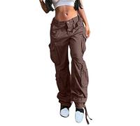 Pantalones cargo de paracaídas para mujer, estilo gótico, Y2K, holgados, con cintura elástica, ligeros, de secado rápido, convertibles, elásticos, para el trabajo, caminar, senderismo, café, L