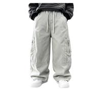 Pantalones cargo de paracaídas para niños, de gran tamaño, para calle, pantalones deportivos, caqui, 13-14 años