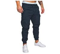 Pantalones cargo elásticos para hombre, resistentes y de seguridad, duraderos, Ripstop, camuflaje, ajuste holgado, pantalones deportivos de gran tamaño, azul marino, L