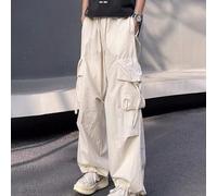 Pantalones cargo holgados estilo paracaídas para hombre para ropa urbana y uso diario (L caqui)
