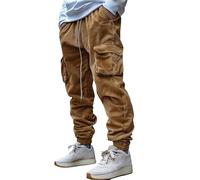Pantalones Cargo Holgados para Hombre, Estilo paracaídas, Informales, Holgados, Tipo Harem, con Bolsillos, Color Amarillo, Talla 3X Large.