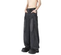 Pantalones cargo holgados para hombre y hombre, jeans de gran tamaño, pierna ancha, pantalones vaqueros holgados, cintura elástica, ropa de calle Y2K, pantalones de cadera pop, con cordón, ropa de