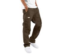 Pantalones Cargo Hombre de Trabajo Ligero Cintura Elástica Streetwear y Dobladillos Abiertos Baggy Jogging Chándal Pantalones Y2k, 01-marrón, M