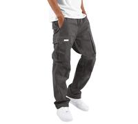 Pantalones Cargo Hombre de Trabajo Ligero Cintura Elástica Streetwear y Dobladillos Abiertos Baggy Jogging Chándal Pantalones Y2k, 01-gris oscuro, XL