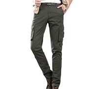 Pantalones Cargo Hombre Pantalon Cargo Militar Multibolsillos Pantalones De Trabajo con Bolsillos Laterales Caballeros Largos Anchos Slim Fit Skinny Stretch Outdoor Casual Clasicos Modernos Verde 38