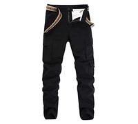 Pantalones Cargo Hombre Pantalon Cargo Militar Multibolsillos Pantalones De Trabajo con Bolsillos Laterales Caballeros Largos Anchos Slim Fit Skinny Stretch Outdoor Casual Clasicos Modernos Negro 36