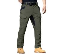 Pantalones Cargo Hombre Tácticos Pantalón de Trabajo Multibolsillos Cintura Elastica, Pantalon Casual Impermeables Militar para Moto, Trekking, Extreme Calças Homem Verde M