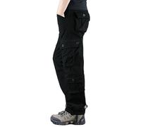 Pantalones cargo largos para hombre, pantalones de trekking con muchos bolsillos, pantalones de senderismo, tallas grandes, cortavientos, funcionales, clásicos, resistentes a la abrasión, Negro , 44