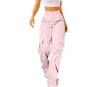 Pantalones Cargo Mujer Trabajo Y2K Gran Tamaño Pant Multi Bolsillos Cremallera Casual Pantalones Mujer Playa Al Aire Libre Elástico Ropa Verano Streetwear Al Aire Libre, rosa, M