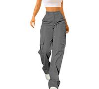 Pantalones Cargo Mujer Trabajo Y2K Gran Tamaño Pant Multi Bolsillos Cremallera Casual Pantalones Mujer Playa Al Aire Libre Elástico Ropa Verano Streetwear Al Aire Libre, Dark Gray, XL