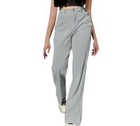 Pantalones Cargo Mujer Trabajo Y2K Gran Tamaño Pant Multibolsillos Cremallera Vintage Pantalones Mujer Vacaciones Cómodo Cintura Elástica Chándal Verano Streetwear Ciclismo, gris, L