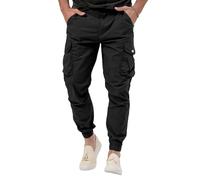 Pantalones Cargo Negros para Hombre. Pantalones Cargo Casuales de Sarga elástica, Corte Ajustado, de Trabajo con Bolsillos, Color Negro, Talla Grande.