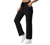 Pantalones cargo para caminar para mujer, con cordón elástico, corte delgado, corte de bota, pantalones de yoga, casual, color único, gimnasio, correr, entrenamiento, pantalones deportivos, Negro, 5XL
