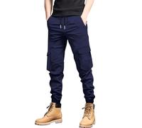 Pantalones cargo para hombre 3XL, pantalones de chándal para hombre, corte ajustado, pantalones de entrenamiento con múltiples bolsillos y cordón, pantalones de sudadera, cintura elástica, pantalones
