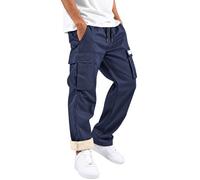 Pantalones cargo para hombre, ajuste relajado, de forro polar | Pantalones tácticos transpirables elásticos de combate, pantalones de trabajo con cintura elástica para uso al aire libre