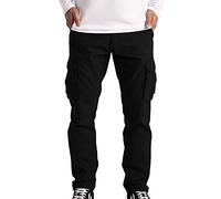 Pantalones cargo para hombre, algodón ripstop, elásticos, impermeables, para senderismo, ocio, trabajo, verano, bolsillos multifuncionales, cintura elástica, cordón, pantalones para hombre, #3-negro