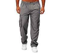 Pantalones cargo para hombre, anchos y holgados, pantalones de chándal de algodón, cintura elástica, pantalones de jogging de pierna ancha, pantalones de chándal cálidos de invierno, pantalones