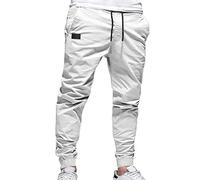 Pantalones cargo para hombre, color sólido, con cremallera, bolsillos, a la moda, con bolsillos de playa, pantalones cargo negros para hombre, 2-Blanco, S
