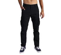 Pantalones cargo para hombre, con 6 bolsillos, 100 % algodón, pantalones de trabajo o tiempo libre de corte holgado Negro 44W x 32L