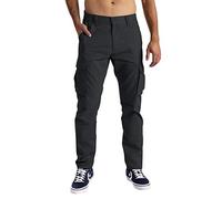 Pantalones cargo para hombre, con 6 bolsillos, 100 % algodón, pantalones de trabajo o tiempo libre de corte holgado gris oscuro 34W x 32L