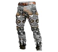 Pantalones cargo para hombre con estampado multibolsillos: pantalones casuales de calle cómodos para el día a día, tiempo libre y escenas medievales, Blanco, L