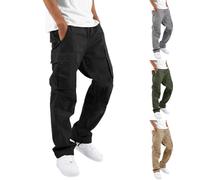 Pantalones cargo para hombre, con puños, tobilleros, holgados, elásticos, para caminar, trabajo, senderismo, senderismo, duraderos, pantalones de combate a la moda, pantalones de pierna ancha, caqui
